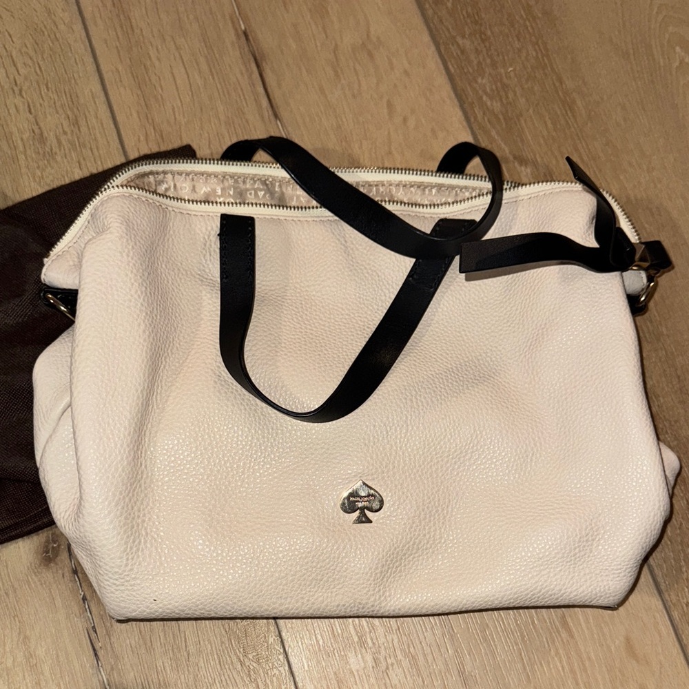 Kate Spade Cream Shoulder Bag with Black Straps